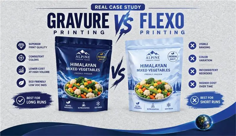 Gravure printing vs flexo printing, comparing print quality, colour accuracy, and flexible packaging applications.