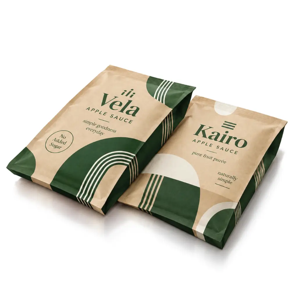 Gusseted Apple Sauce Pouches For Products With Secure Seals