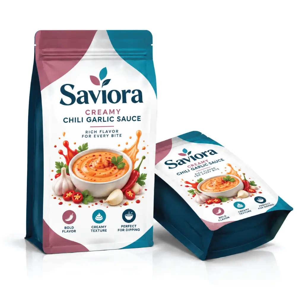 Gusseted Condiment Bags With Expanded Sauce Storage