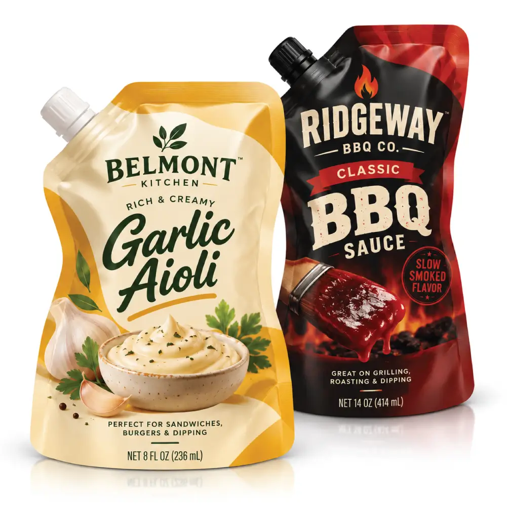 Shaped Condiment Pouches With Convenient Sauce Dispensing