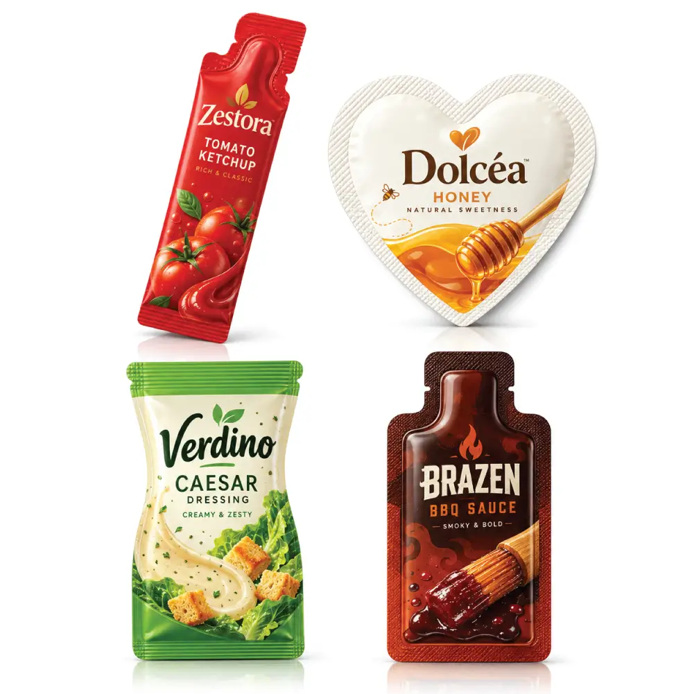 Shaped Condiment Pouches With Distinctive Sauce Product Presentation