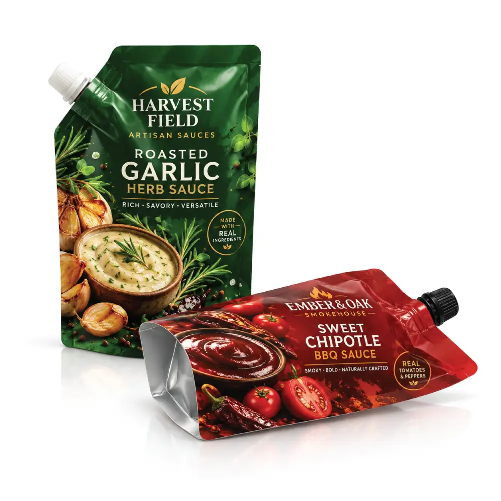 Stand Up Condiment Pouches With Convenient Sauce Storage