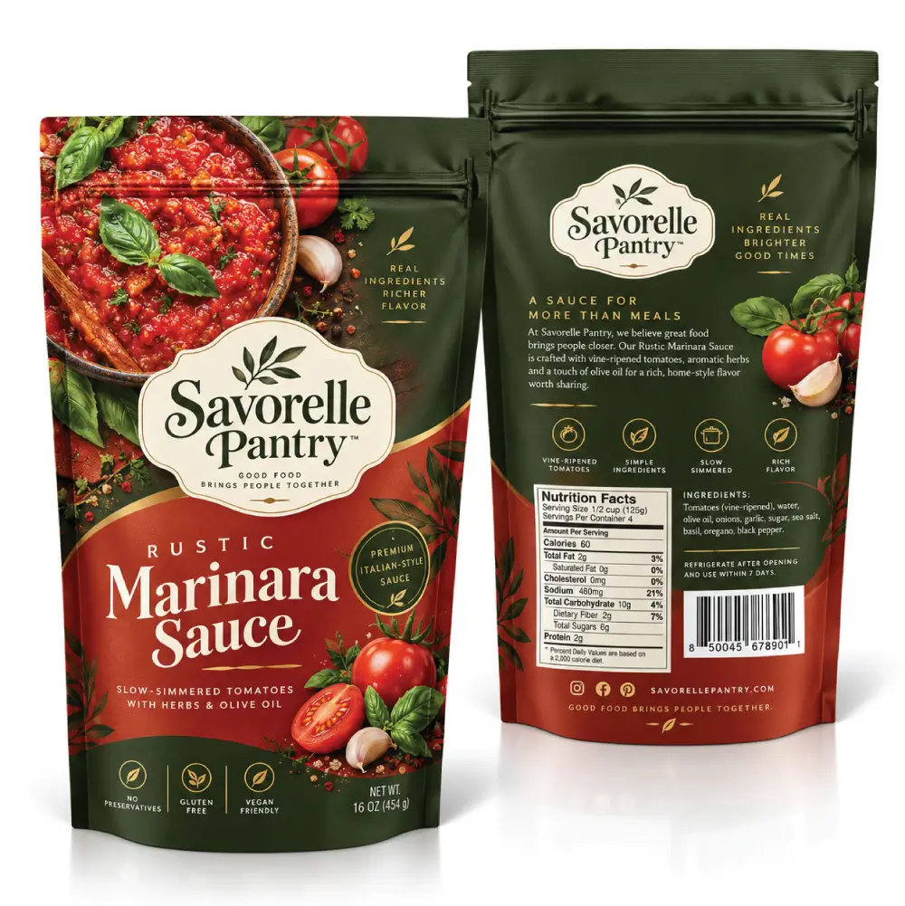 Stand Up Sauce Pouches With Stable Product Presentation