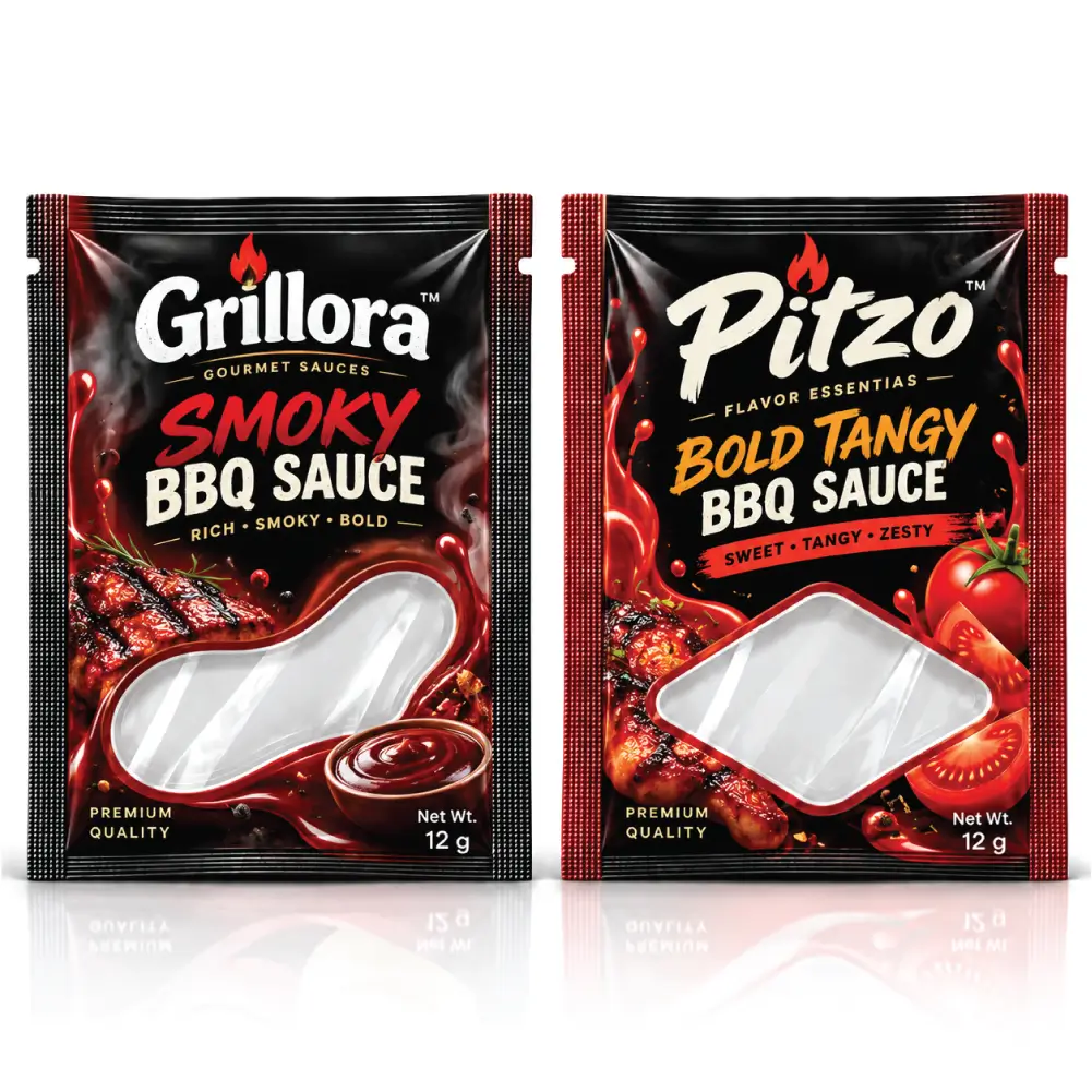 Window Sauce Bags With Clear Product Visibility